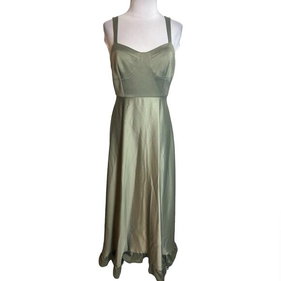 BHLDN Sachin + Babi Corset Style Satin Ruffle
Hem Dress Size 6 Green - Picture 1 of 6